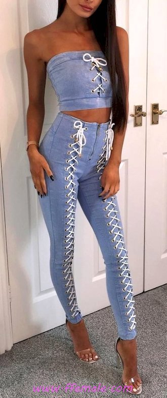 Adorable and hot inspiration idea - croptop, posing, attractive, heels, blue, strapless