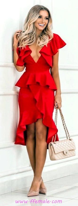Awesome and hot outfit idea - pumps, photoshoot, happy, red, handbag