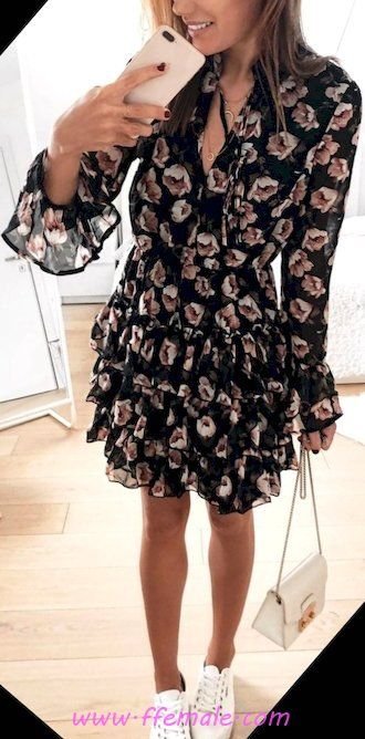 Best awesome and top outfit idea - floral, sneakers, handbag