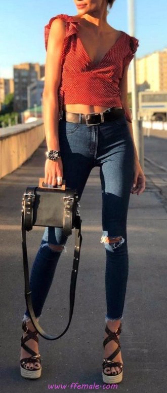Best beautiful and simple wardrobe - denim, posing, red, handbag