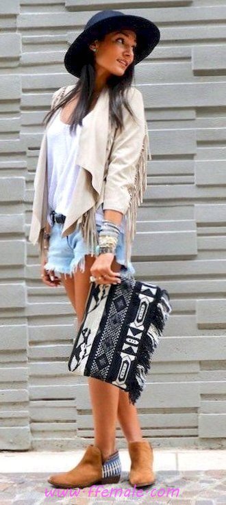 Best fashionable and top outfit idea - shorts, denim, hat, posing, lifestyle, handbag