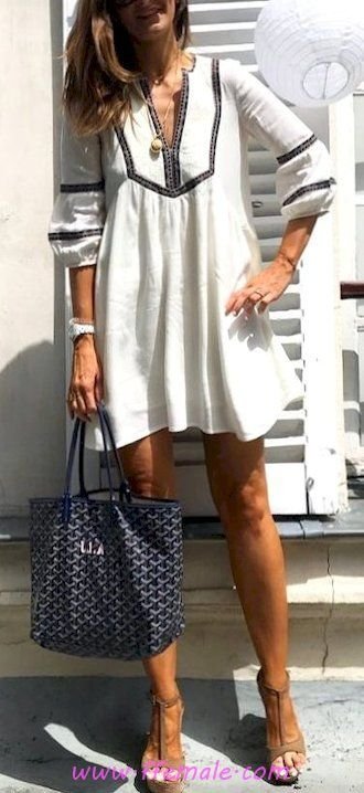 Best glamour and simple look - boho, sundress, white, handbag