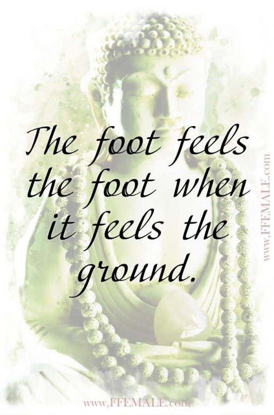 Top 100 Inspirational Buddha Quotes: The foot feels the foot when it feels the ground #quotes #Buddha #deep #inspiration #motivation