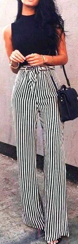 Classic and top look - fashion , striped, pants