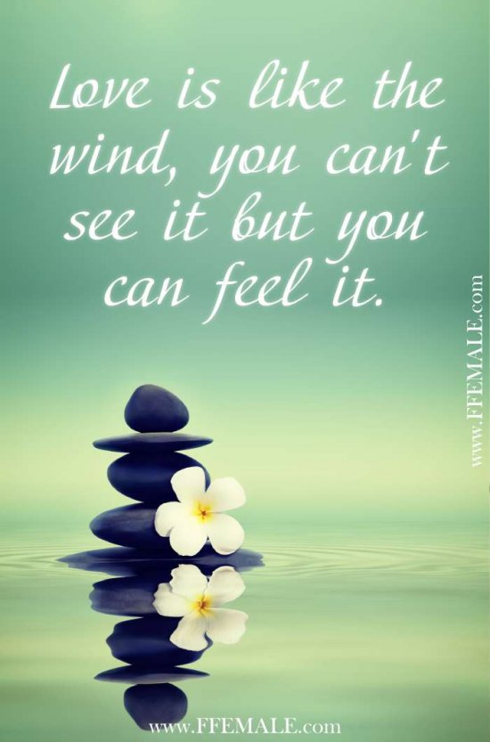 Deep quotes that make you think - Love is like the wind, you can't see it but you can feel it
