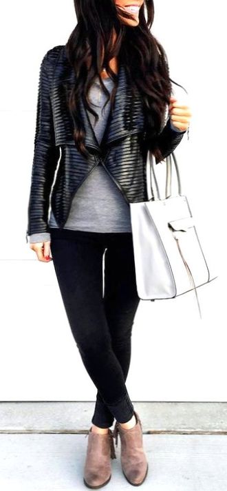 Elegant & Top Outfit Idea - model, jacket, leather, popular, graceful