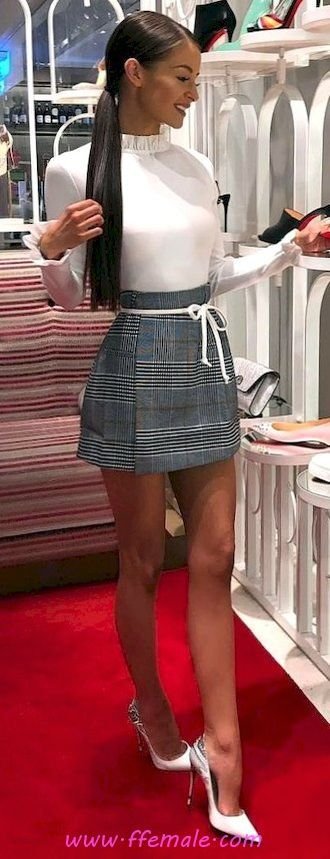 Elegant and trendy inspiration idea - heels, classy, mini, happy, white
