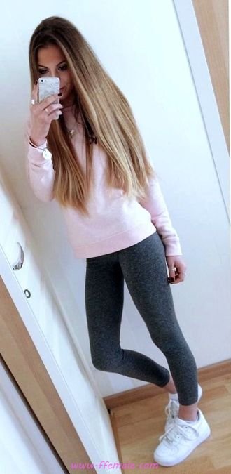 Finest - adorable and trendy outfit idea - fashion , rose, leggins, trainers