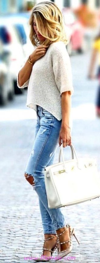 Finest - attractive and handsome outfit idea - denim, pumps, blue, handbag