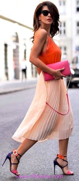 Finest - attractive and super inspiration idea - maxiskirt, heels, sunglasses, red, handbag