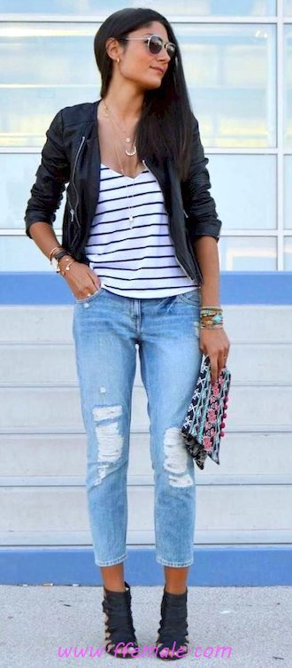 Finest - awesome and perfect wardrobe - denim, striped, sunglasses, blue, handbag
