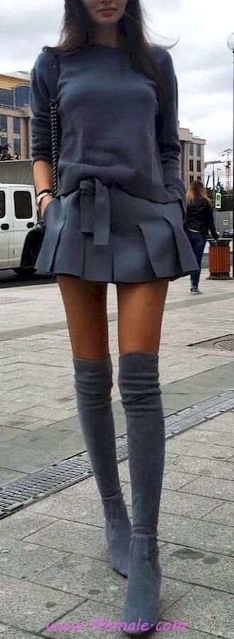 Finest - graceful and shiny wardrobe - gray, overknee, mini, kneehigh
