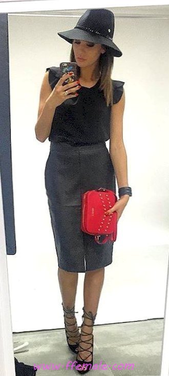 Furnished and perfect look - laceup, hat, gray, heels, black, red, handbag, accessories