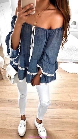 Glamour and super outfit idea - fashion , bellsleeves, offshoulder