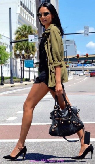 Graceful and handsome look - fashion, shorts, jacket, pumps