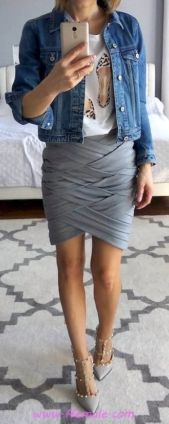 Graceful and perfect look - denim, gray, pumps, wearing, lifestyle, blue