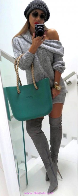 My adorable and relaxed outfit idea - hat, overknee, 1shoulder, female, posing, outerwear, sunglasses, handbag