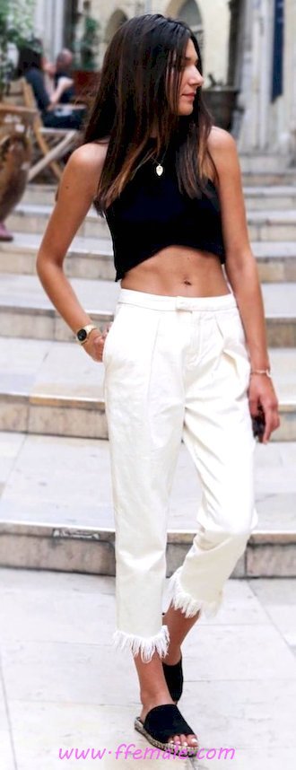 My adorable and shiny wardrobe - tanktop, croptop, fashionmodel, posing, black, white