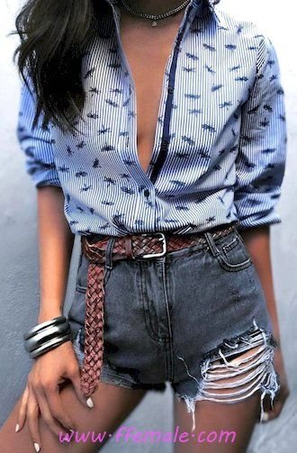 My beautiful and relaxed look - shorts, denim, posing, blue, accessories