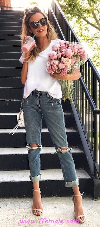 My elegant and wonderful wardrobe - denim, female, posing, heels, sunglasses, white