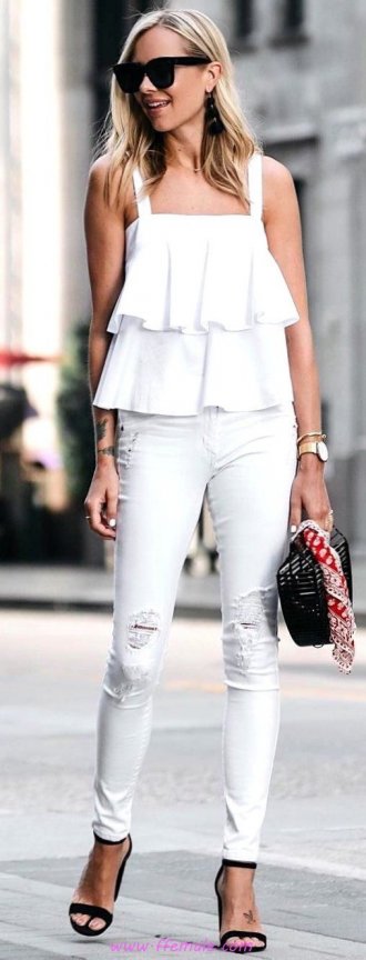 My graceful and lovely outfit idea - fashion, white, bell, jeans, mules