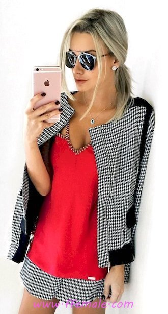 My graceful and shiny inspiration idea - vneck, female, attractive, elegance, sunglasses, red