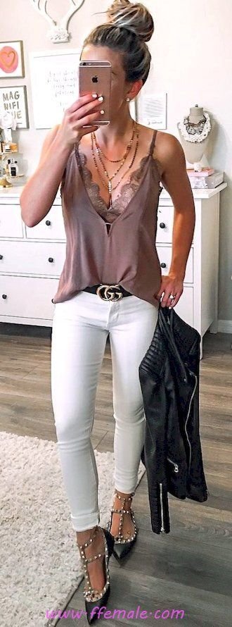 My pretty look - denim, vneck, lace, white, accessories