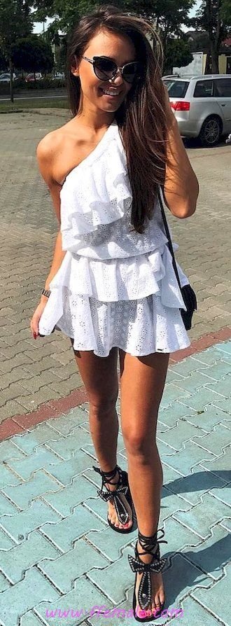 Summer Outfits Awesome and handsome wardrobe - sandals, 1shoulder, girl, posing, lifestyle, happy, sunglasses, white