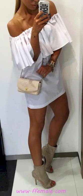 Summer Outfits Classic and super outfit idea - offshoulder, female, posing, shoes, white, handbag