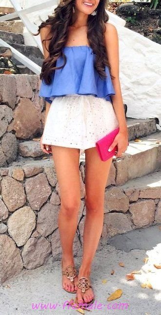 Summer Outfits My comfortable and hot inspiration idea - shorts, offshoulder, posing, lifestyle, blue