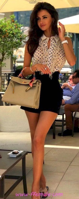 Summer Outfits Top graceful and cute inspiration idea - shorts, dot, photoshoot, handbag