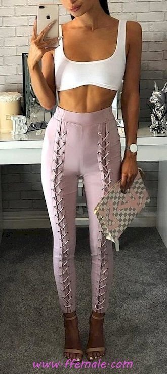 Summer Outfits Finest - fashionable and cute inspiration idea - tops, laceup, pink, white, handbag