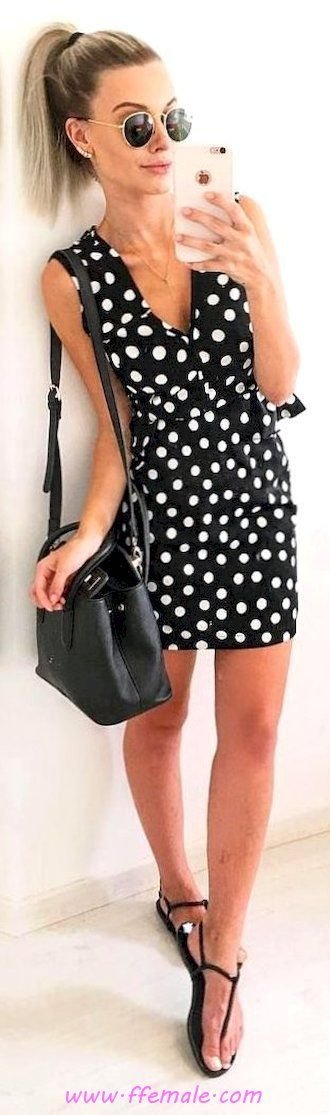 Summer Outfits Finest - awesome and lovely look - dot, photoshoot, posing, lifestyle, sunglasses, black, handbag