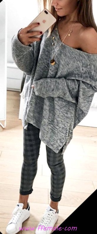 Top awesome and hot outfit idea - gray, sneakers, leggins, girl, female, wearing, shopping