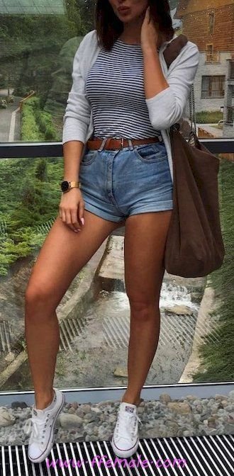 Top beautiful and handsome wardrobe - tanktop, denim, striped, sneakers, blue
