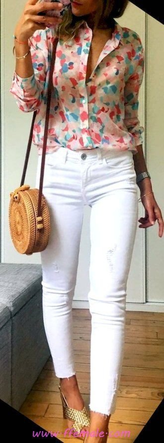 Top beautiful and perfect look - floral, shirt, white, handbag, accessories