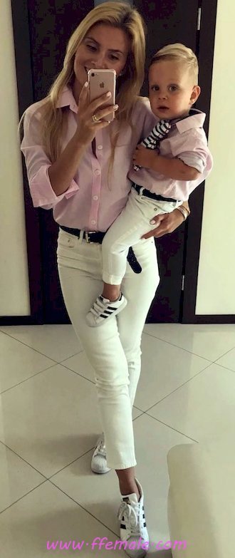 Top classic and handsome outfit idea - denim, shirt, sneakers, female, posing, wearing, white