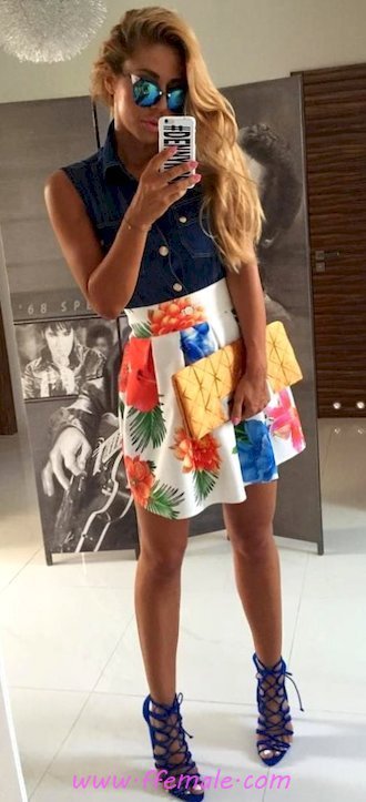 Top fashionable and cute look - floral, posing, attractive, sunglasses, black, handbag