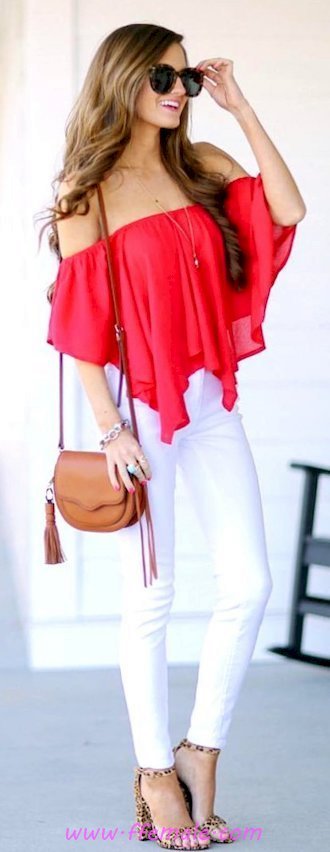 Top furnished and simple wardrobe - model, woman, white, red, handbag, strapless