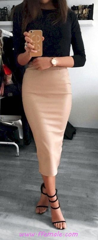 Top glamour and relaxed inspiration idea - heels, maxiskirt, classy, elegance, black
