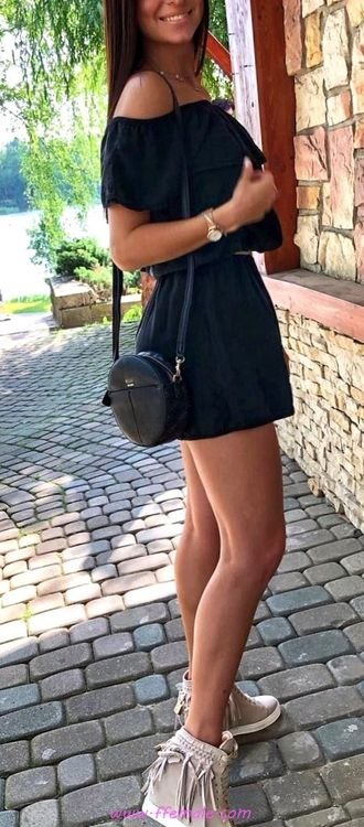 Top glamour and simple outfit idea - fashion, black, offshoulder