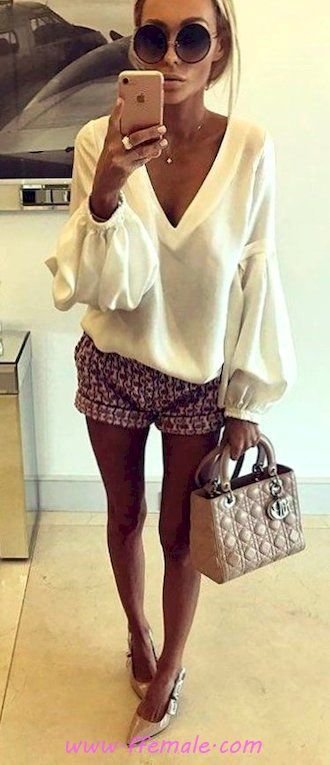 Top hot wardrobe - vneck, pumps, model, sunglasses, white, handbag