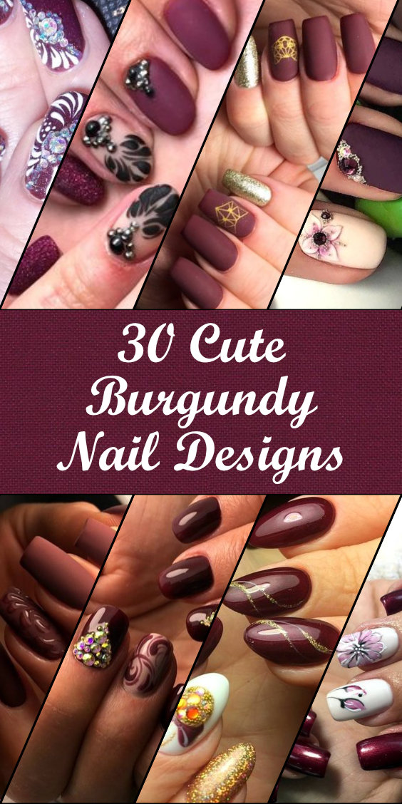 burgundy nails